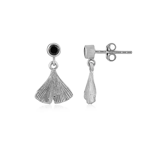 Earstuds ginkgo leaf, Spinel (4mm) 2.0cm, rhodiniert | Marco Schreier