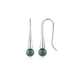 244018240056 Ohrh&#xE4;nger Malachit (stab.), Kugel (6mm), 2,4cm, rhodiniert | Marco Schreier