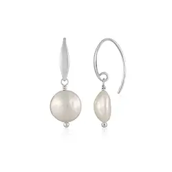 244018240089 Earrings, pearl, Lense (12mm), 3.0cm, rhodiniert | Marco Schreier