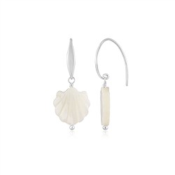 244018240090 Pendientes, Madre Perla (Nácar) claro, concha (13 mm), 3,2 cm, rodinado | Marco Schreier