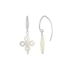 244018240092 Orecchini, Madreperla chiara, nodo (13 mm), 3,2 cm, rodiato | Marco Schreier