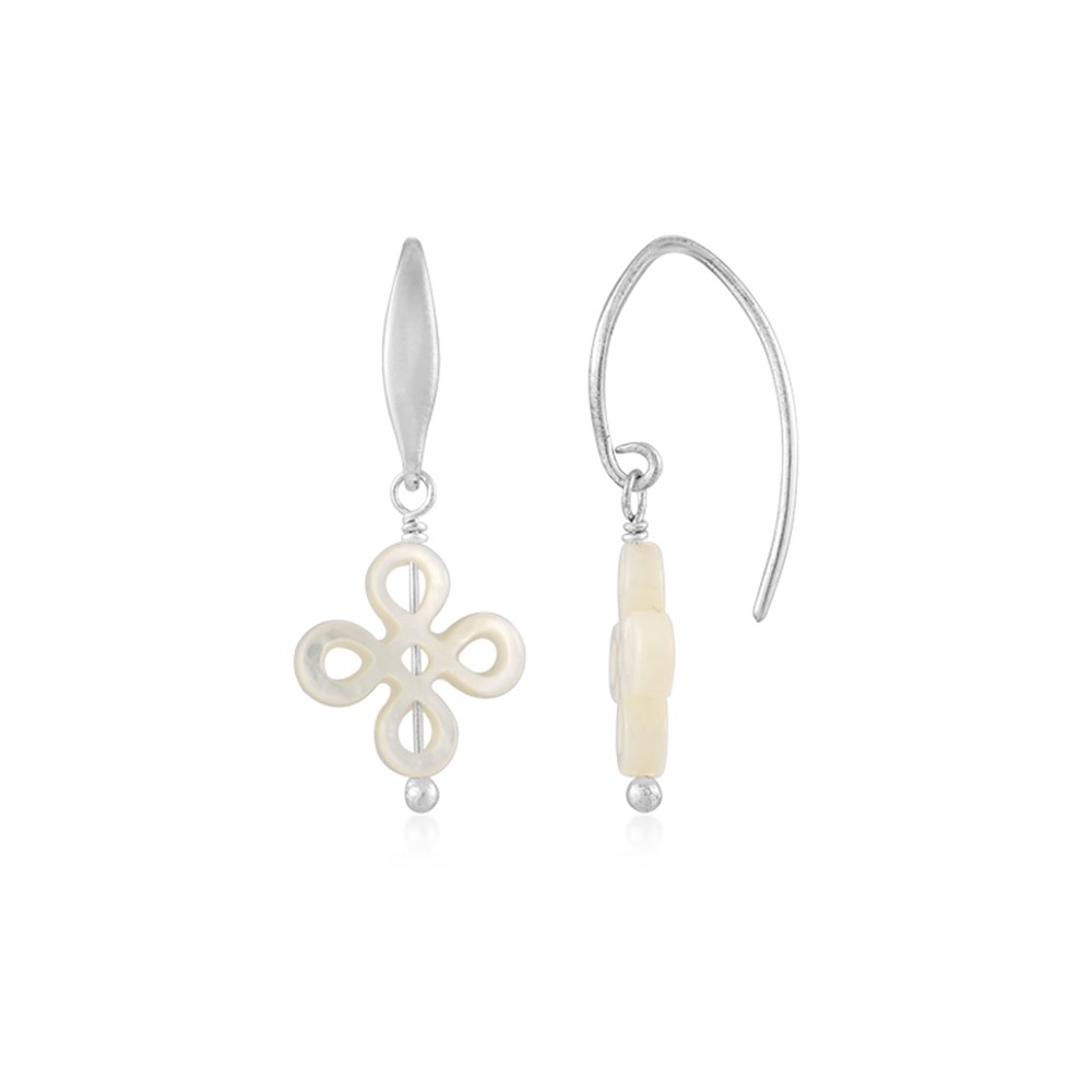 Orecchini, Madreperla chiara, nodo (13 mm), 3,2 cm, rodiato | Marco Schreier