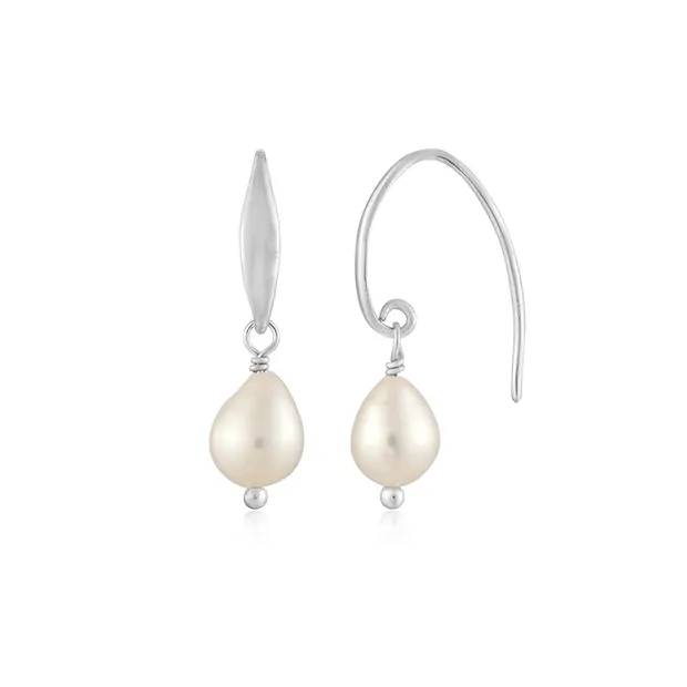 Drop earrings, pearl (8 - 9mm), 2.6cm, rhodiniert | Marco Schreier