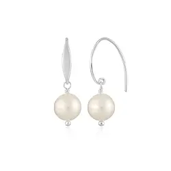 244018240094 Earrings pearl, round (10mm), 2.8cm, rhodiniert | gems, healing stones & jewelry