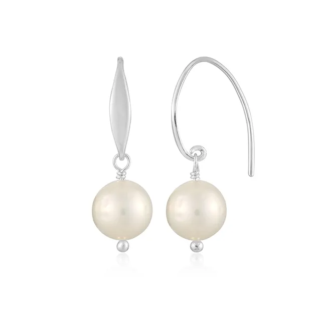 Pendientes colgantes de perla, redondos, 2,8 cm, rodinados | Marco Schreier