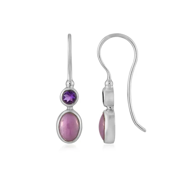Ohrhänger Phosphosiderit, oval (8 x 6mm), Amethyst, 3,0cm, rhodiniert | Marco Schreier