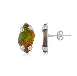 244018250001 Clous d'oreilles Ammolite Freeform (17 x 10mm), 1,7cm, rhodié | Marco Schreier