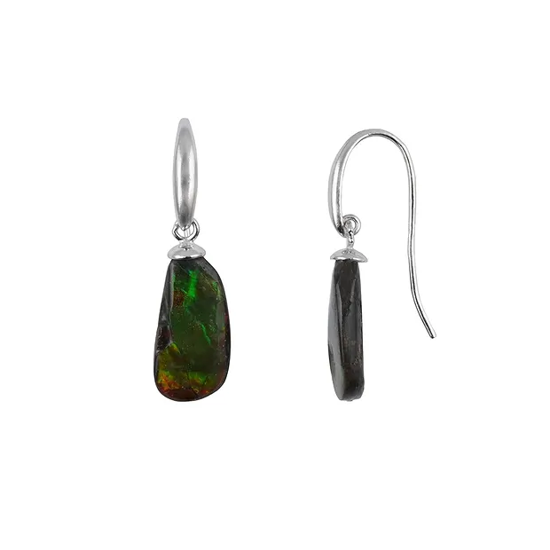 Boucles d'oreilles Ammolite Freeform (7-11 x 11-18mm), 3,0cm, rhodié | Marco Schreier