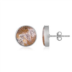 244018250014 Earstuds Caramel-Druzy, round (12mm), 1.3cm, rhodiniert | Marco Schreier