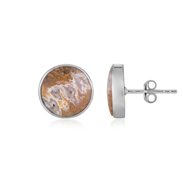 Clous d'oreilles Caramel-Druzy, rond (12mm), 1,3cm, rhodié | Marco Schreier