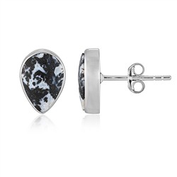 244018250058 Ohrstecker Palmholz schwarz/weiß, Tropfen (18 x 12mm), 1,9cm, rhodiniert | Marco Schreier