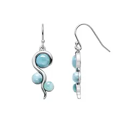 244018250115 Earrings Larimar, round (4.4 - 6.5mm), 3.6cm, rhodiniert | Marco Schreier