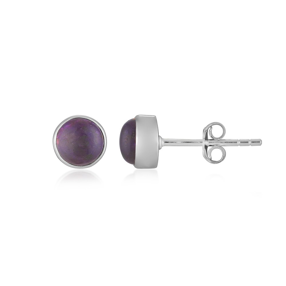Ohrstecker Sugilith, rund (6mm), 0,7cm, rhodiniert | Marco Schreier