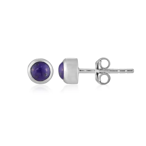 Sugilite earstuds, round (4mm), 0.5cm, rhodiniert | Marco Schreier