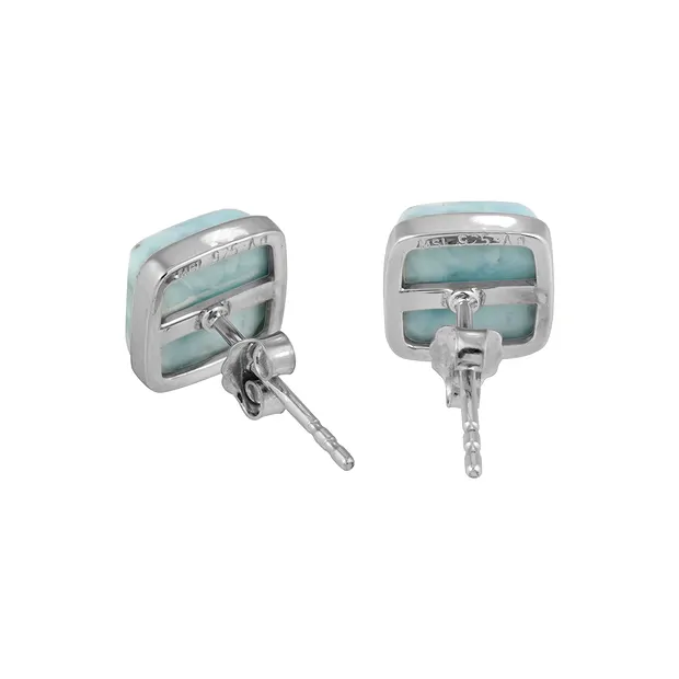 Ohrstecker Larimar, Cushion (8mm), 0,9cm, rhodiniert | Marco Schreier