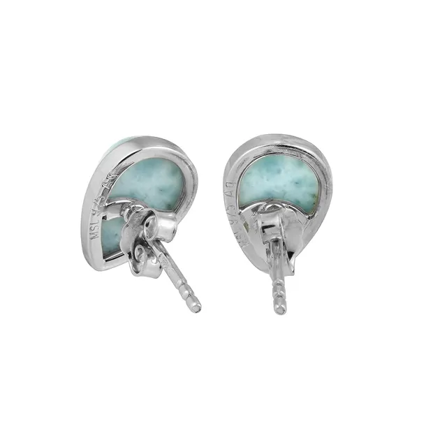 Larimar Earstuds, Teardrop (10 x 7 mm), 1.1 cm, rhodiniert | Marco Schreier