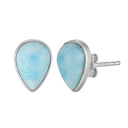 244018260018 Ohrstecker Larimar, Tropfen (10 x 7mm), 1,1cm, rhodiniert | Marco Schreier
