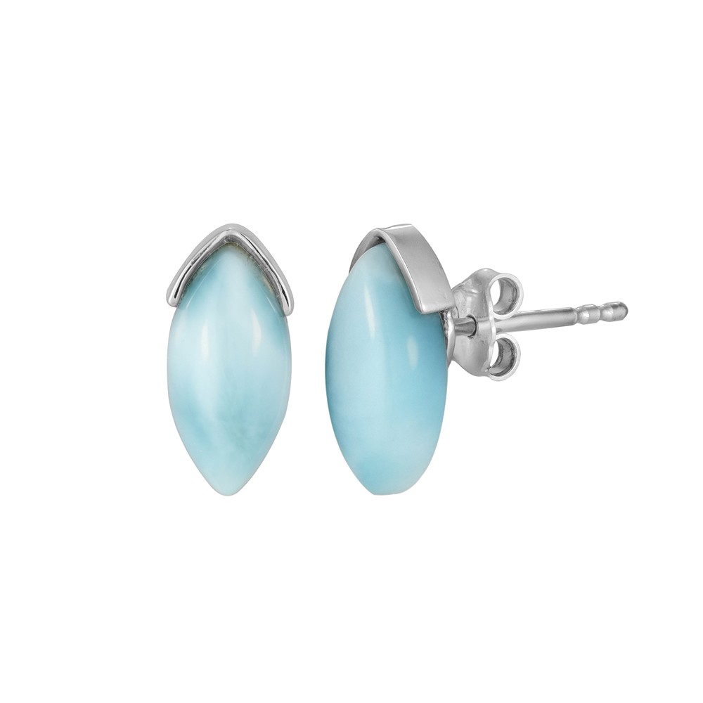 Ohrstecker Larimar, Marquise (12 x 6mm), 1,3cm, rhodiniert | Marco Schreier