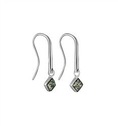 244018260027 Orecchini pendenti in agata muschiata, quadrati 6 × 6 mm, placcati in rodio | Marco Schreier
