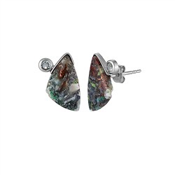 244018260028 Orecchini a bottone in calcedonio Venus, Fancy (16 × 10 mm), topazio blu (3 mm), 1,9 cm, placcati in rodio | Marco Schreier