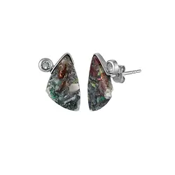 244018260028 Ohrstecker Venus-Chalcedon, Fancy (16 × 10 mm), Blautopas (3 mm), 1,9cm, rhodiniert | Marco Schreier