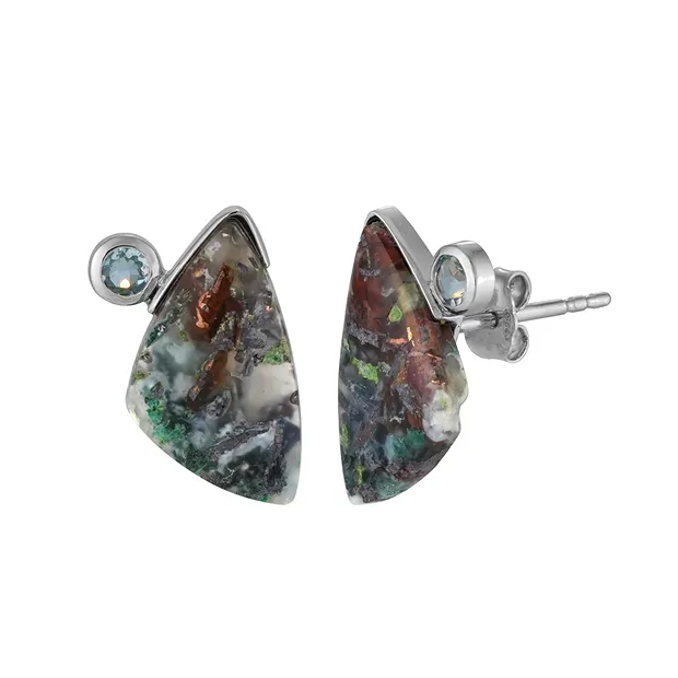 Ohrstecker Venus-Chalcedon, Fancy, Topas, 1,9cm, rhodiniert | Marco Schreier