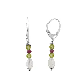 Boucles d'oreilles en nacre, Péridot et tourmaline, 4,5 cm, rhodiées | Marco Schreier