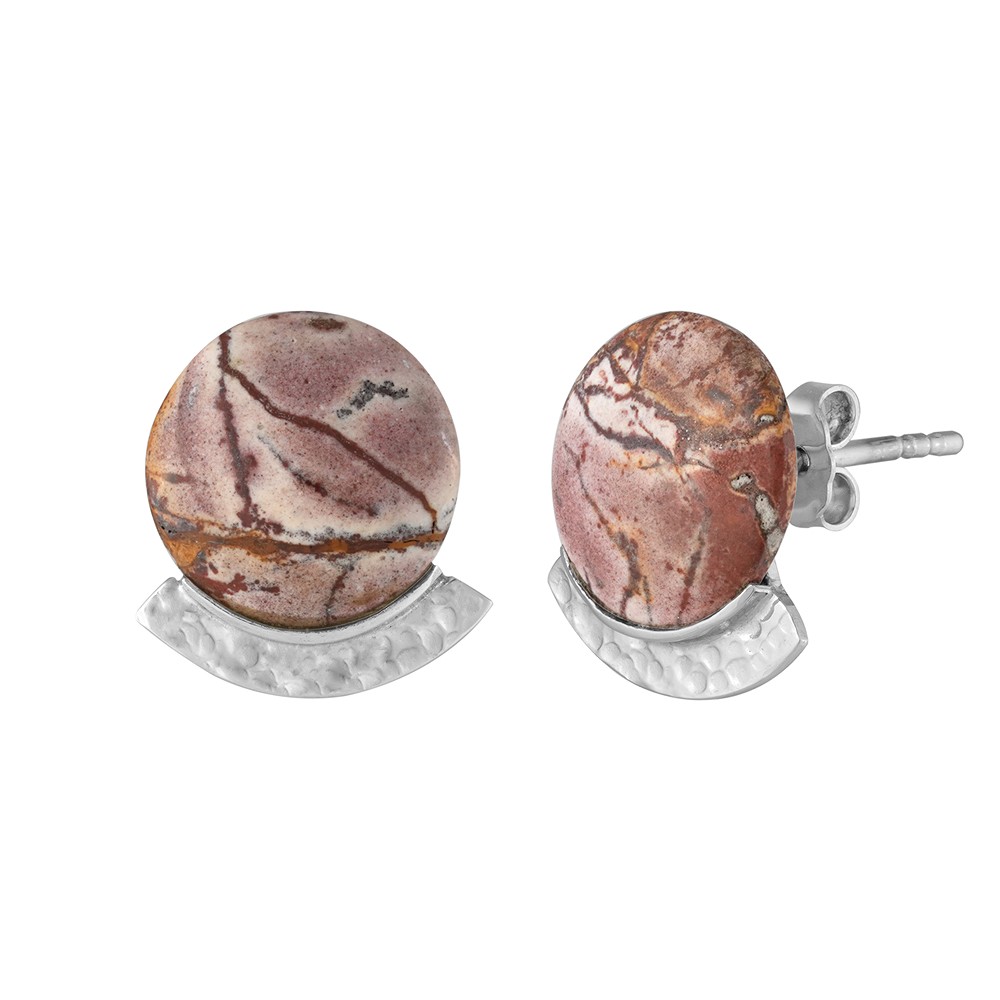 Ohstecker Banten-Jaspis, rund, 1,5cm, rhodiniert | Marco Schreier