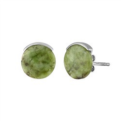 244018260054 Ohrstecker, Nephrit, rund, 1,1cm, rhodiniert | Edelsteine, Heilsteine & Schmuck