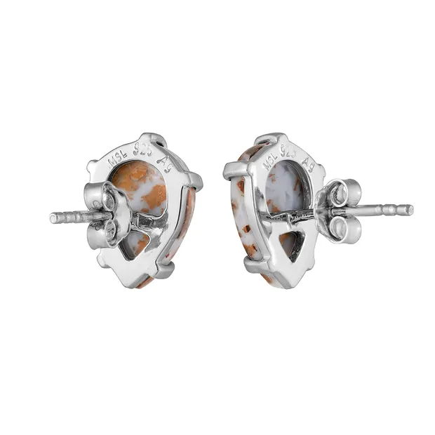 Clous d'oreilles Dragon Lace en Agate, en forme de goutte, 1,8 cm, rhodiés | Marco Schreier
