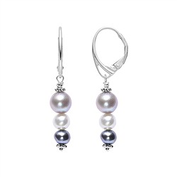 244018260093 Pendientes colgantes de perla, forma de bola/patata (gris/blanco), 4-8 mm, rodinado | Marco Schreier