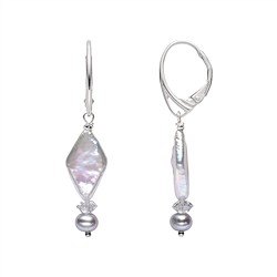 244018260095 Pearl/Rock Crystal Earring, White/Gray (4–13 mm), rhodiniert | Marco Schreier