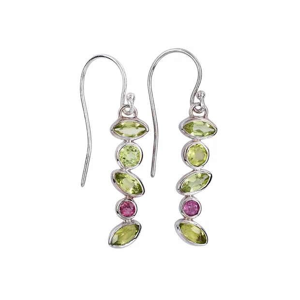 Earrings Peridote, tourmaline, 4.8 cm, platinum plated | Marco Schreier