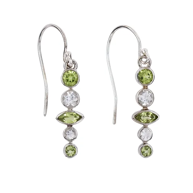 Boucles d'oreilles avec crochets Péridot, Topaze, 3,8cm, platiné | Marco Schreier