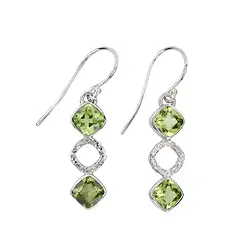 244023210381 Orecchini Peridoto, quadrati (6 mm), 3,6 cm, placcati in platino | Marco Schreier