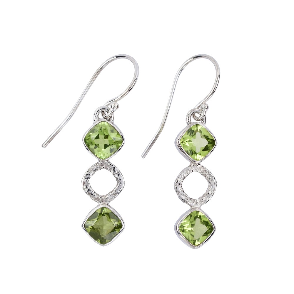Ohrhänger Peridot, Quadrat (6mm), 3,6cm, platiniert | Marco Schreier