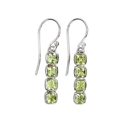 244023210389 Boucles d'oreilles avec crochets, Péridot, carrés (4mm), 3,3cm, platiné | Marco Schreier