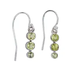 244023210391 Earrings Peridote, round (4mm), 2.8cm, platinum plated | Marco Schreier