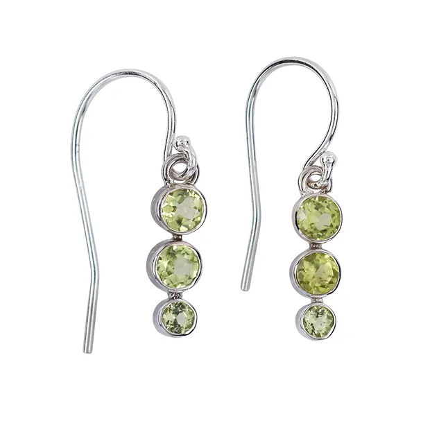 Pendientes Peridoto, redondo (4mm), 2,8cm, platinado | Marco Schreier
