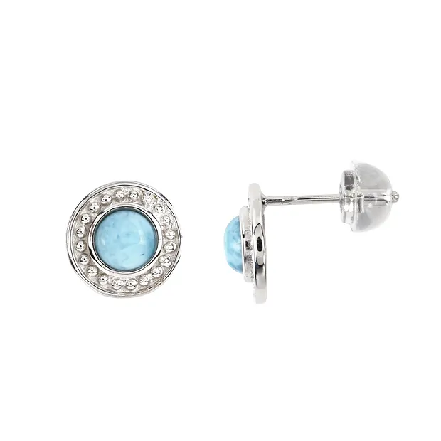 Ohrstecker Larimar rund (5mm), 1,0cm, platiniert | Marco Schreier