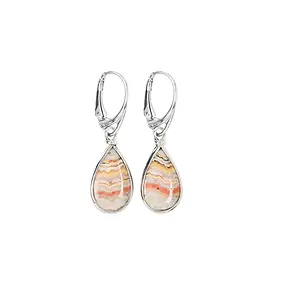 Lace Agate (red) drop earrings, 4.3 cm, platinum plated | Marco Schreier