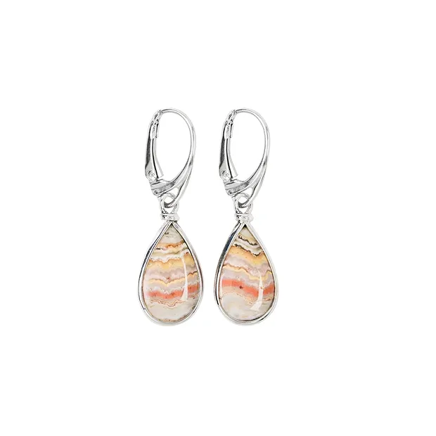 Ohrhänger Lace Achat (rot) Tropfen, 4,3cm, platiniert | Marco Schreier