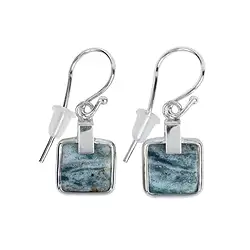 244023220010 Earrings ocelot jasper squares, 3.6 cm, platinum plated | Marco Schreier