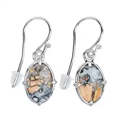 244023220014 Pendientes ovalados de jaspe maligano, 3,6 cm, platinados | Marco Schreier