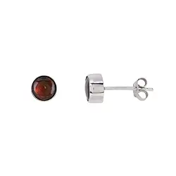 244023220019 Ohrstecker Ammolith rund (6mm) rot-orange, 0,7cm, platiniert | Marco Schreier