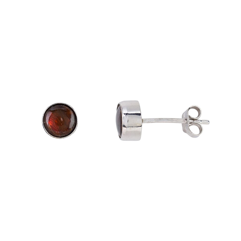 Clous d'oreilles Ammolite ronde (6mm) rouge-orange, 0,7cm, platiné | Marco Schreier
