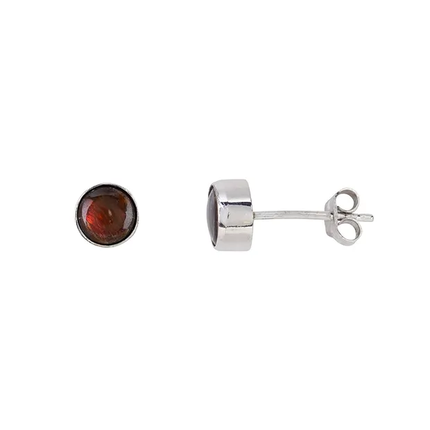 Ammolite round Earstud (6mm) red-orange, 0.7cm, platinum plated | Marco Schreier