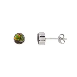 244023220020 Ohrstecker Ammolith rund (6mm) grün, 0,7cm, platiniert | Marco Schreier