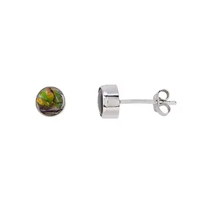 Ohrstecker Ammolith rund (6mm) grün, 0,7cm, platiniert | Marco Schreier