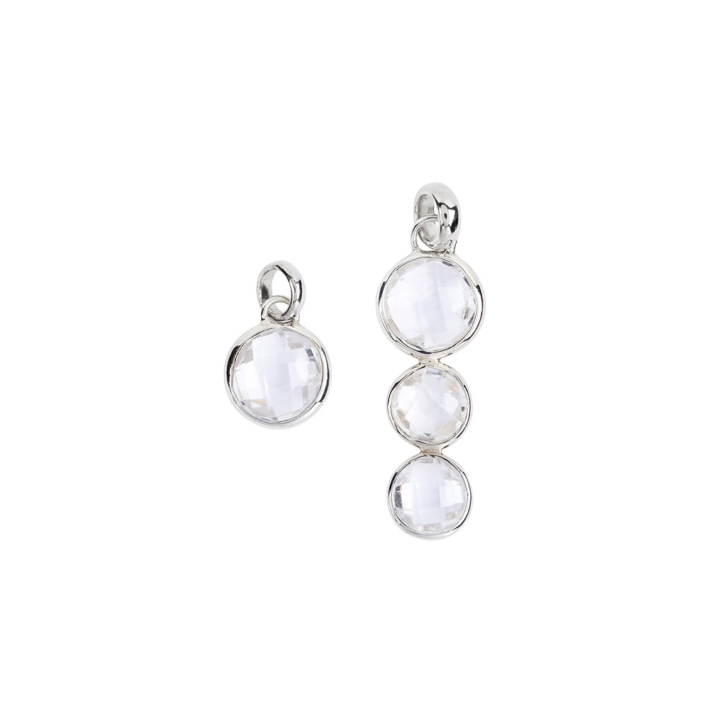 Orecchini Cristallo di rocca rotondo (10 mm), sfaccettato, 2,4 cm, placcato platino | Marco Schreier